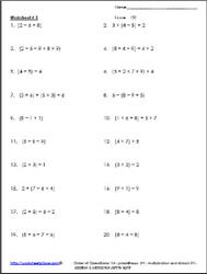 Operations with Parenthesis Worksheet 3