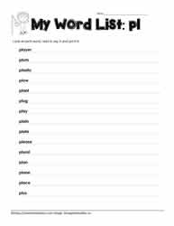 Blend Spelling List for pl