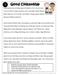 Reading Comprehension About Good Citizenship