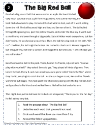Reading Comprehension About The Big Red Ball