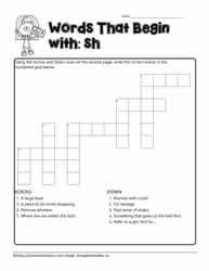 Crossword for sh Digraphs