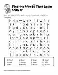 Wordsearch for sh Digraph