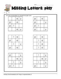 Missing Letter for  play