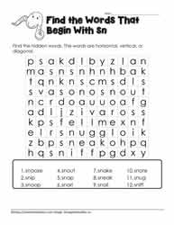 Wordsearch for sn Blends