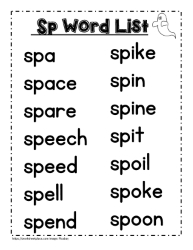 Sp word study lists, spot, spill etc.