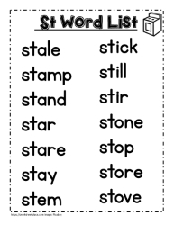 St word study lists, stop, step etc.