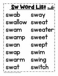 A sw Spelling List