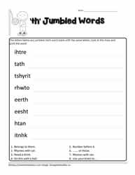 Jumbled Words for th Digraphs