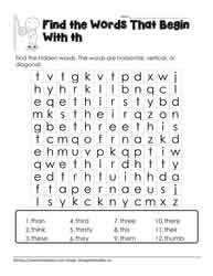 Wordsearch for th Digraphs