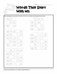 Missing Letters for wh Digraphs